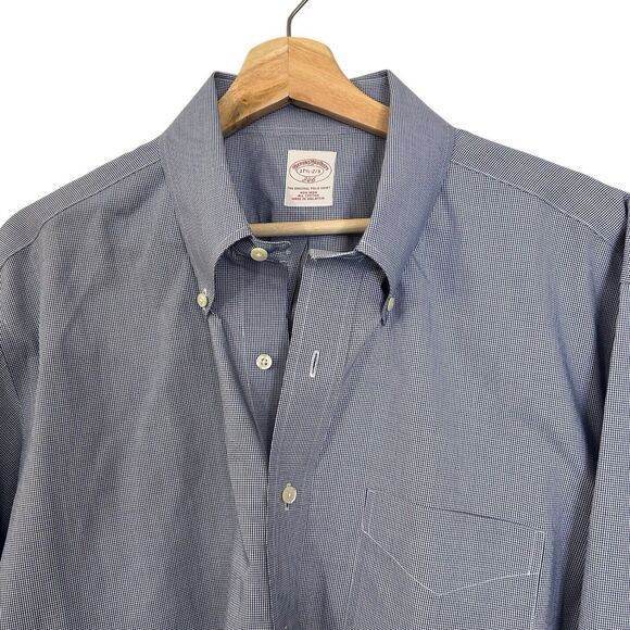 Brooks Brothers 346 Button Down Shirt Size 17 1/2-2/3, Blue Check, Preppy - Picture 1 of 4